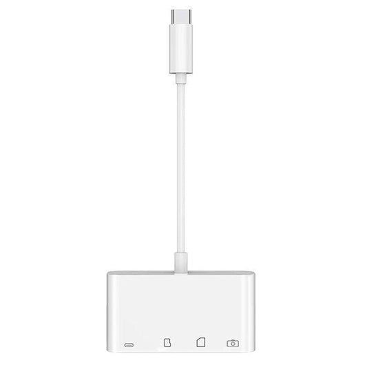 Rozbočovač USB-C OEM NK108LTC, 1 x USB-A - 1 x USB-C - 1 x SD - 1 x microSD, bílý