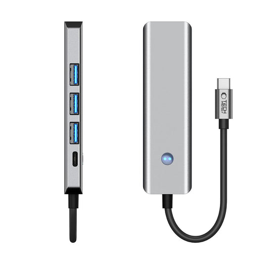 Hub USB-C Tech-Protect HB01, 1 x USB-A 3.0 - 2 x USB-A - 1 x USB-C - 1 x HDMI, Šedý