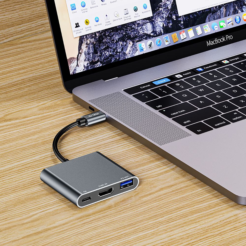 Hub USB-C Tech-Protect V1, USB-A 3.0 - 1 x USB-C - 1 x HDMI, Šedý