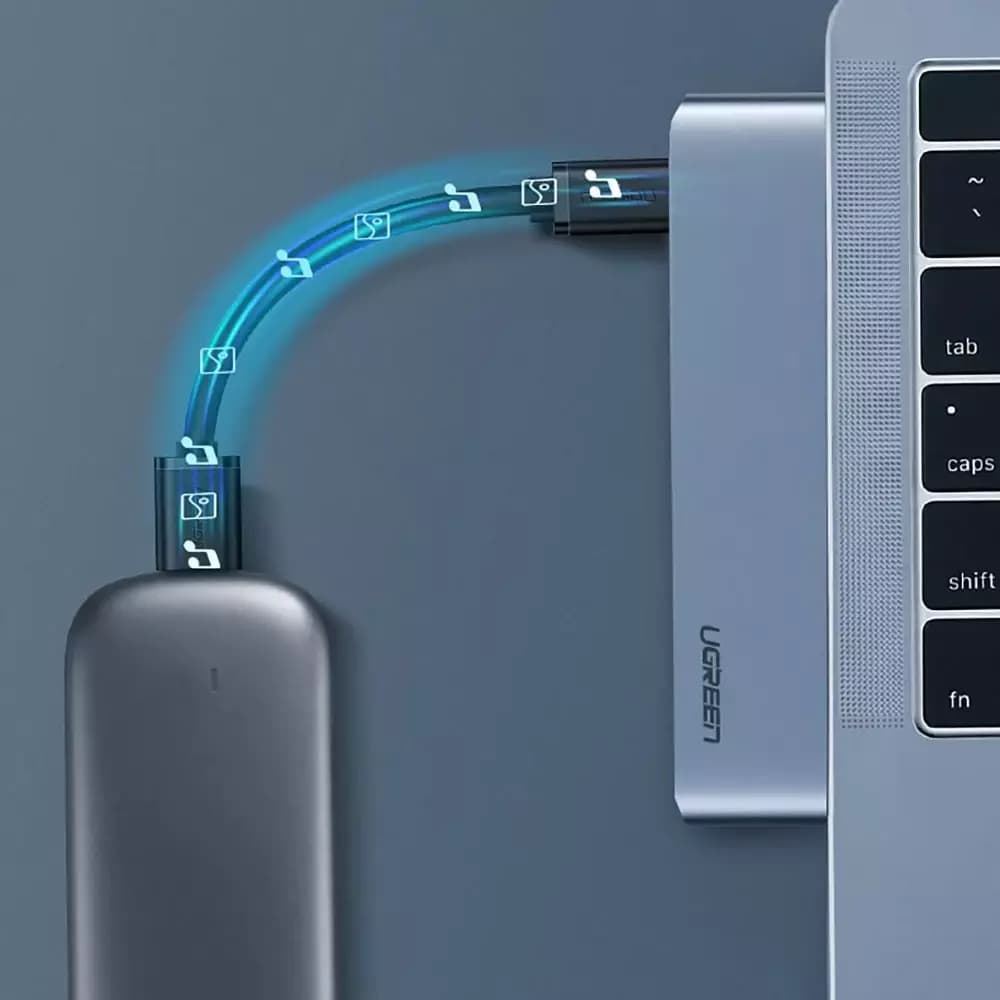 Hub USB-C UGREEN CM251 pro Apple MacBook Pro / Air, 3 x USB-A 3.0 - 1 x USB-C - 1 x SD - 1 x microSD, šedý