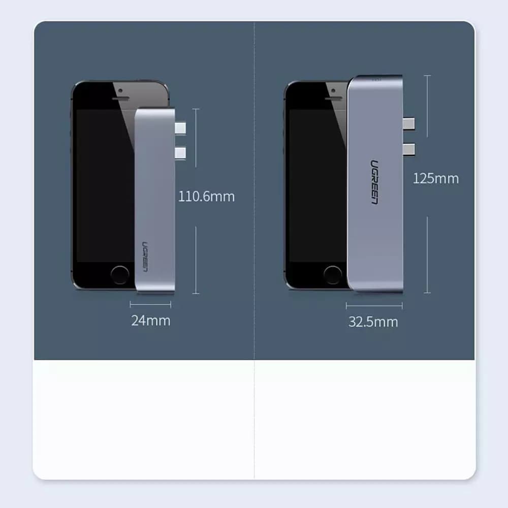Hub USB-C UGREEN CM251 pro Apple MacBook Pro / Air, 3 x USB-A 3.0 - 1 x USB-C - 1 x SD - 1 x microSD, šedý