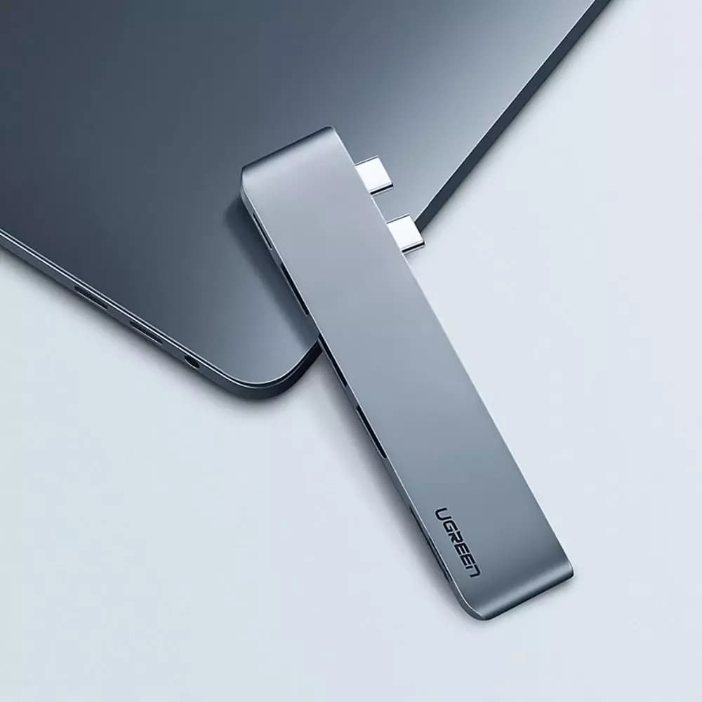 Hub USB-C UGREEN CM251 pro Apple MacBook Pro / Air, 3 x USB-A 3.0 - 1 x USB-C - 1 x SD - 1 x microSD, šedý