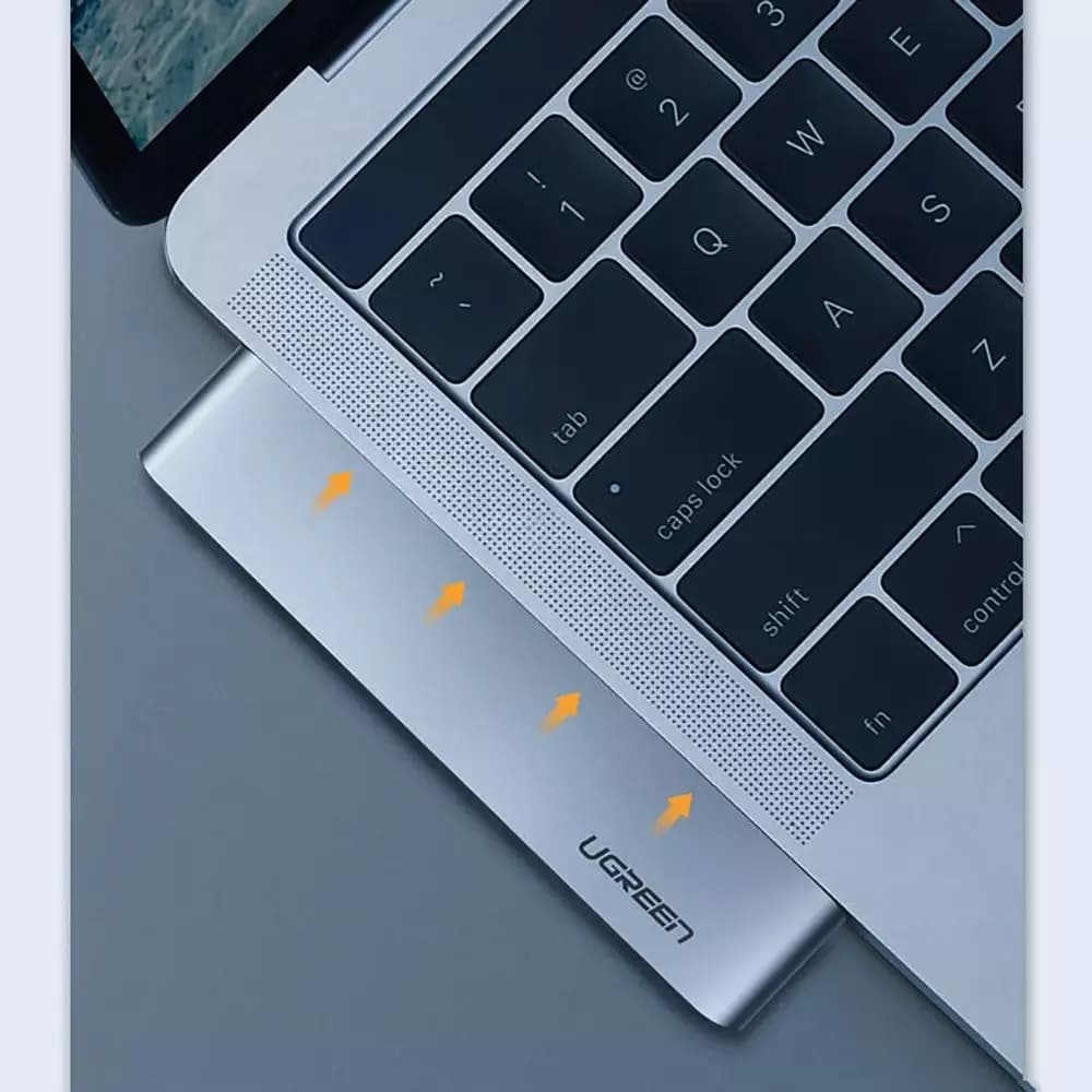 Hub USB-C UGREEN CM251 pro Apple MacBook Pro / Air, 3 x USB-A 3.0 - 1 x USB-C - 1 x SD - 1 x microSD, šedý