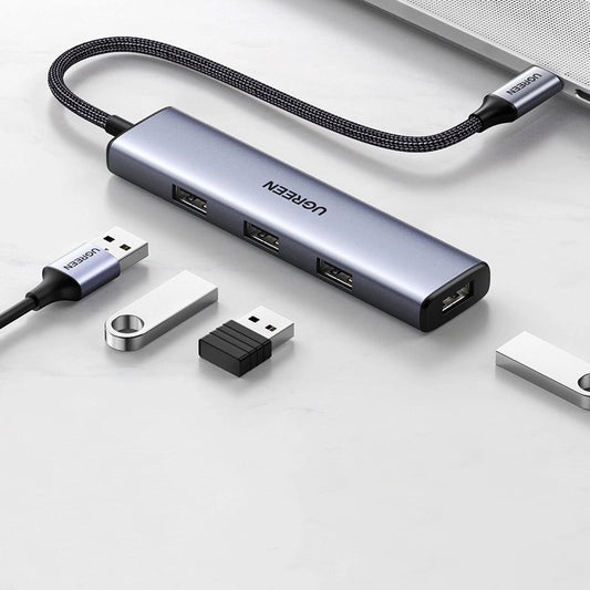 Hub USB-C UGREEN CM473, 4 x USB-A 3.0, 0.15m, šedý