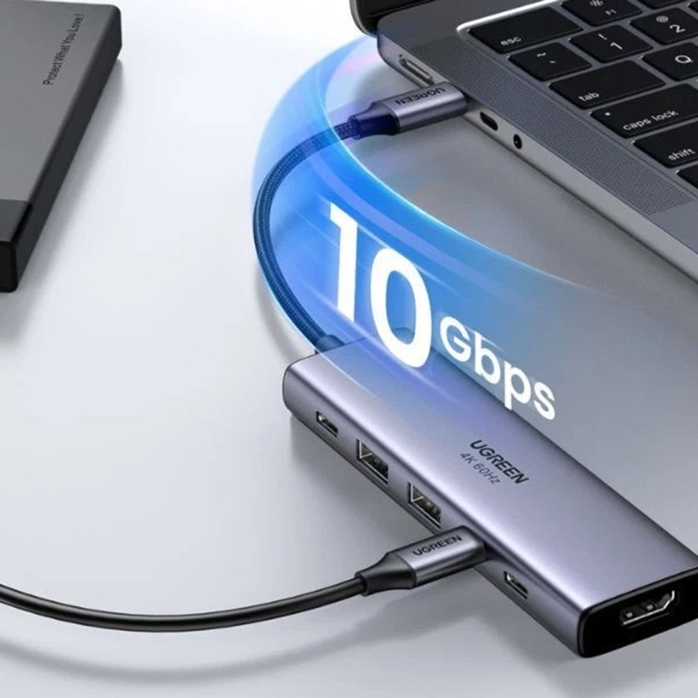 Hub USB-C UGREEN CM511 (35999), 2 x USB-A 3.2 - 3 x USB-C - 1 x HDMI, šedý