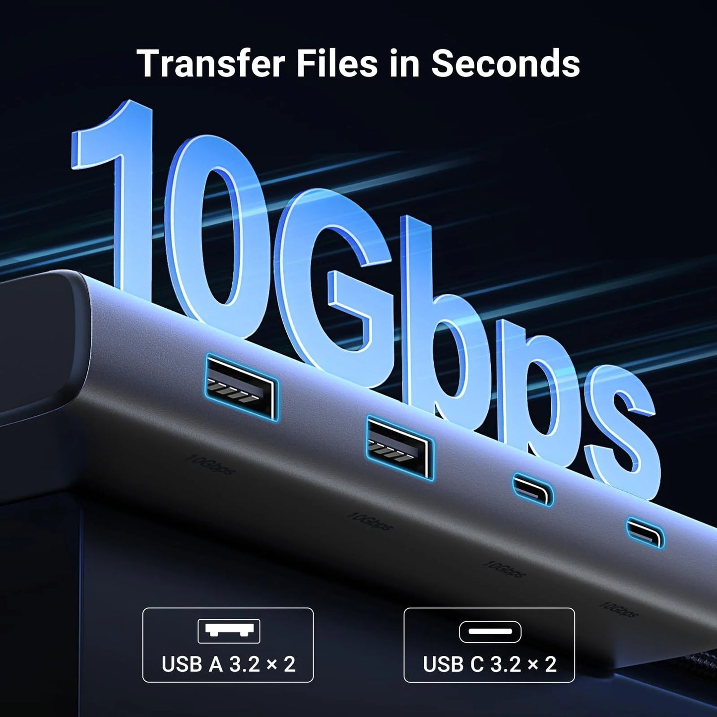 Hub USB-C UGREEN Revodok 308 CM639, 2 x USB-A 3.2 - 3 x USB-C - 1 x Display Port - 2 x HDMI, Šedý