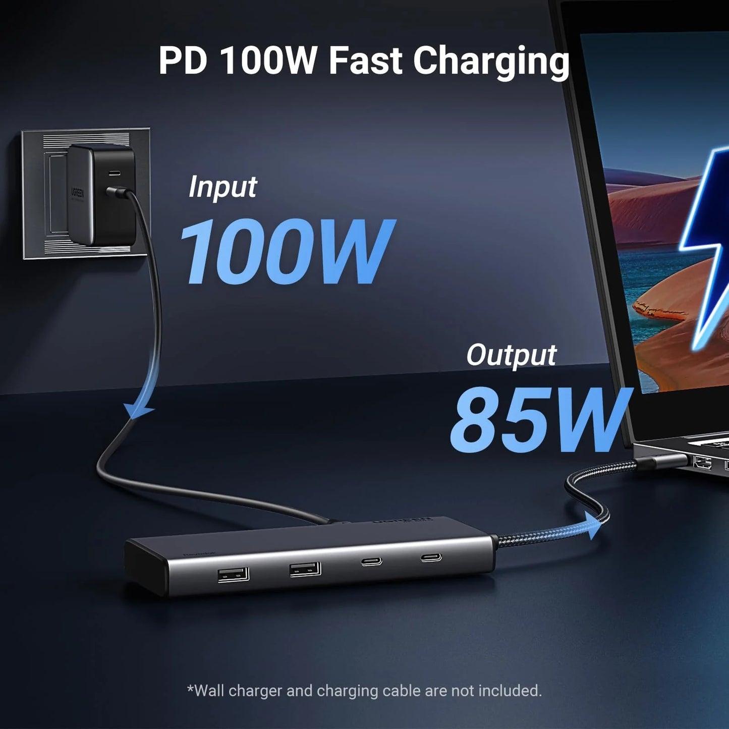 Hub USB-C UGREEN Revodok 308 CM639, 2 x USB-A 3.2 - 3 x USB-C - 1 x Display Port - 2 x HDMI, Šedý