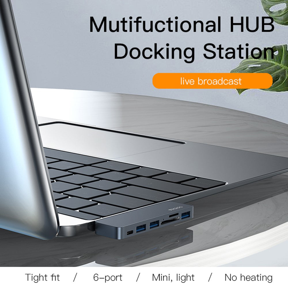 Hub USB-C Yesido HB10 pro Apple MacBook Pro / Air, 6v1, šedý