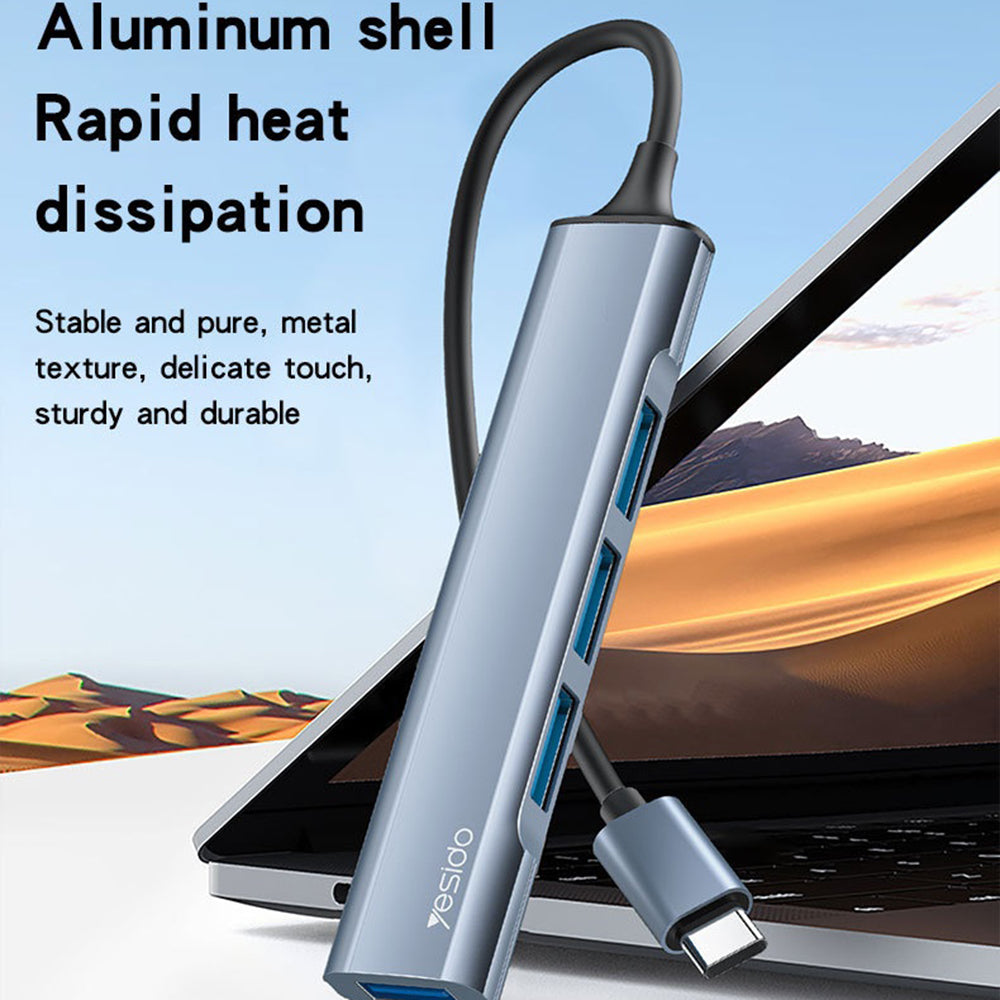 Hub USB-C Yesido HB17, 4v1, Šedý