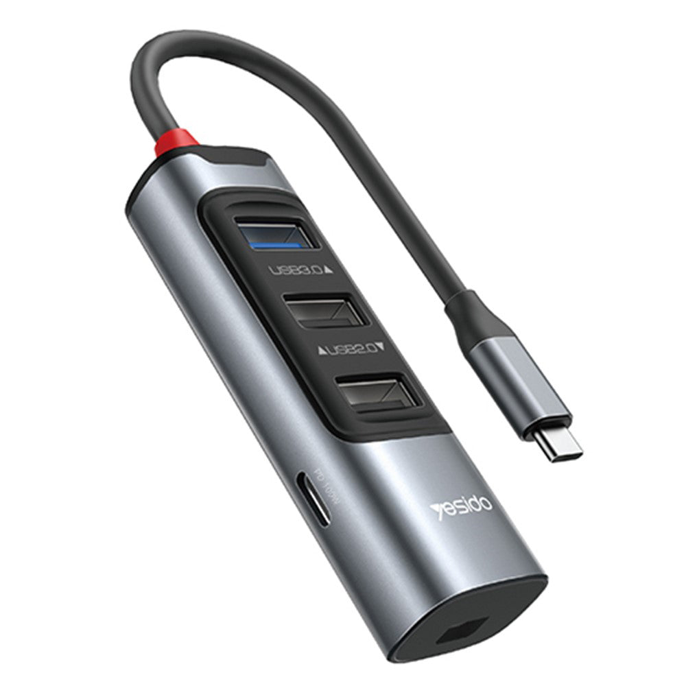 Hub USB-C Yesido HB24, 5v1, Šedý