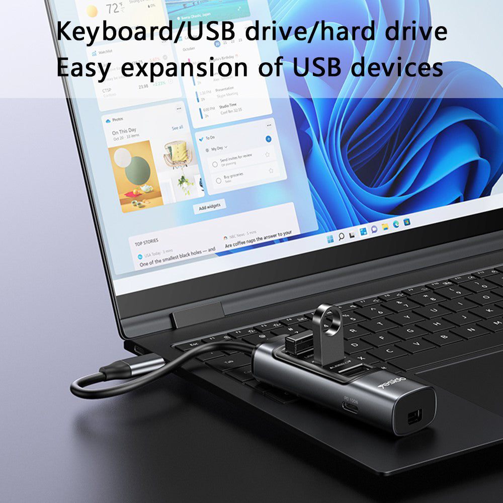 Hub USB-C Yesido HB24, 5v1, Šedý