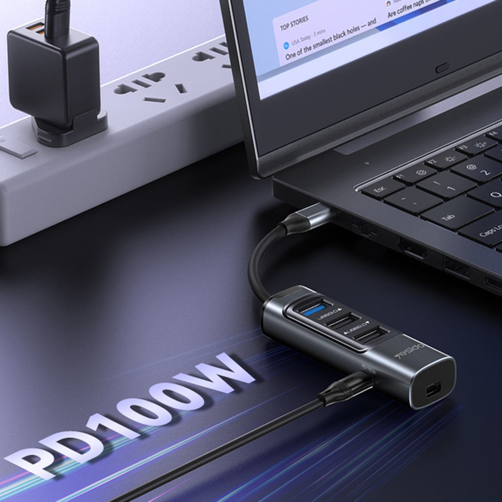 Hub USB-C Yesido HB24, 5v1, Šedý
