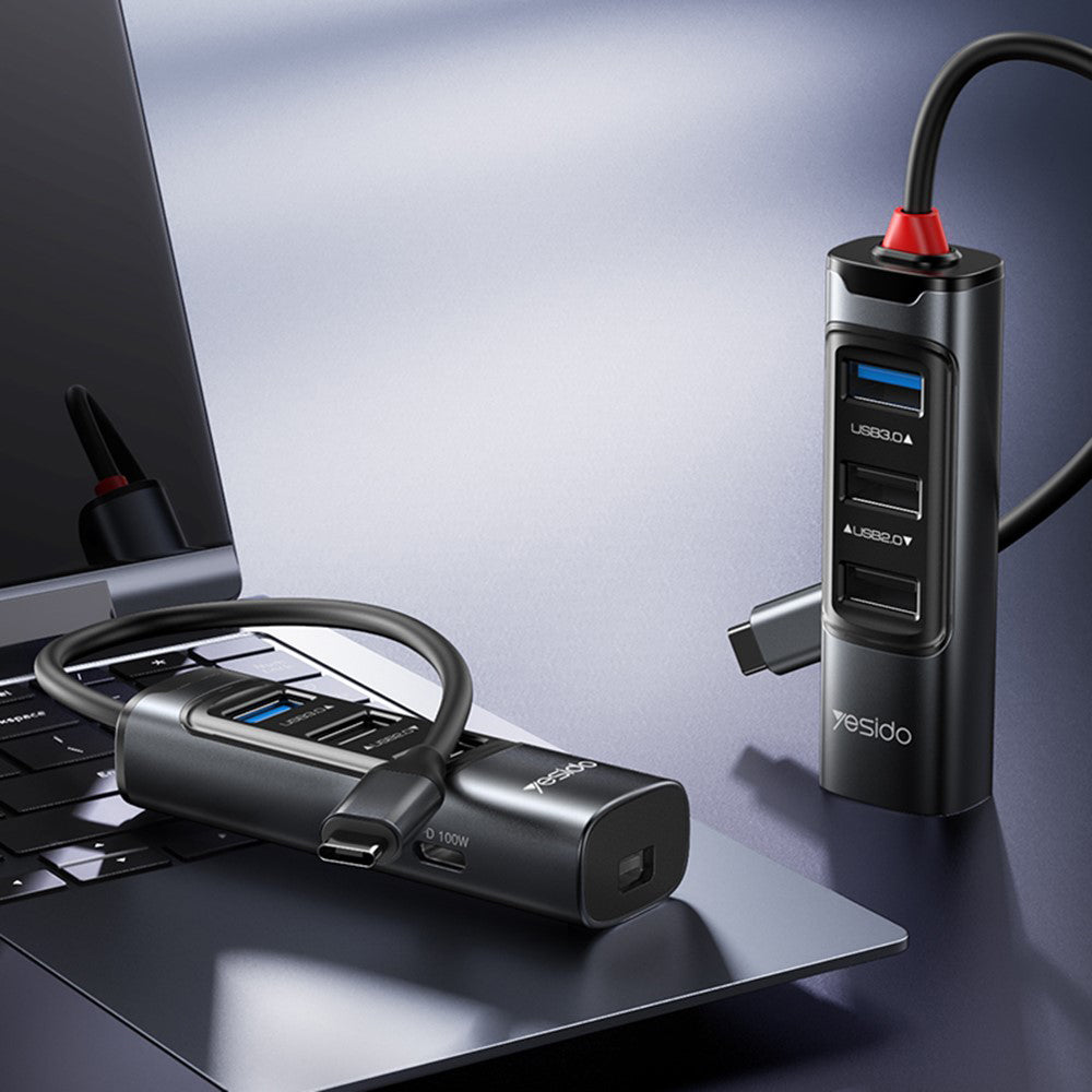 Hub USB-C Yesido HB24, 5v1, Šedý