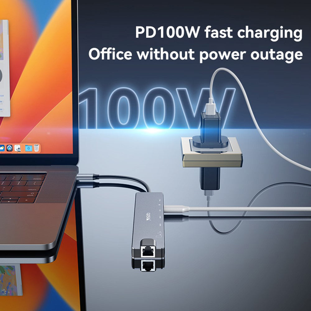 Hub USB-C Yesido HB27, 8v1, Šedý