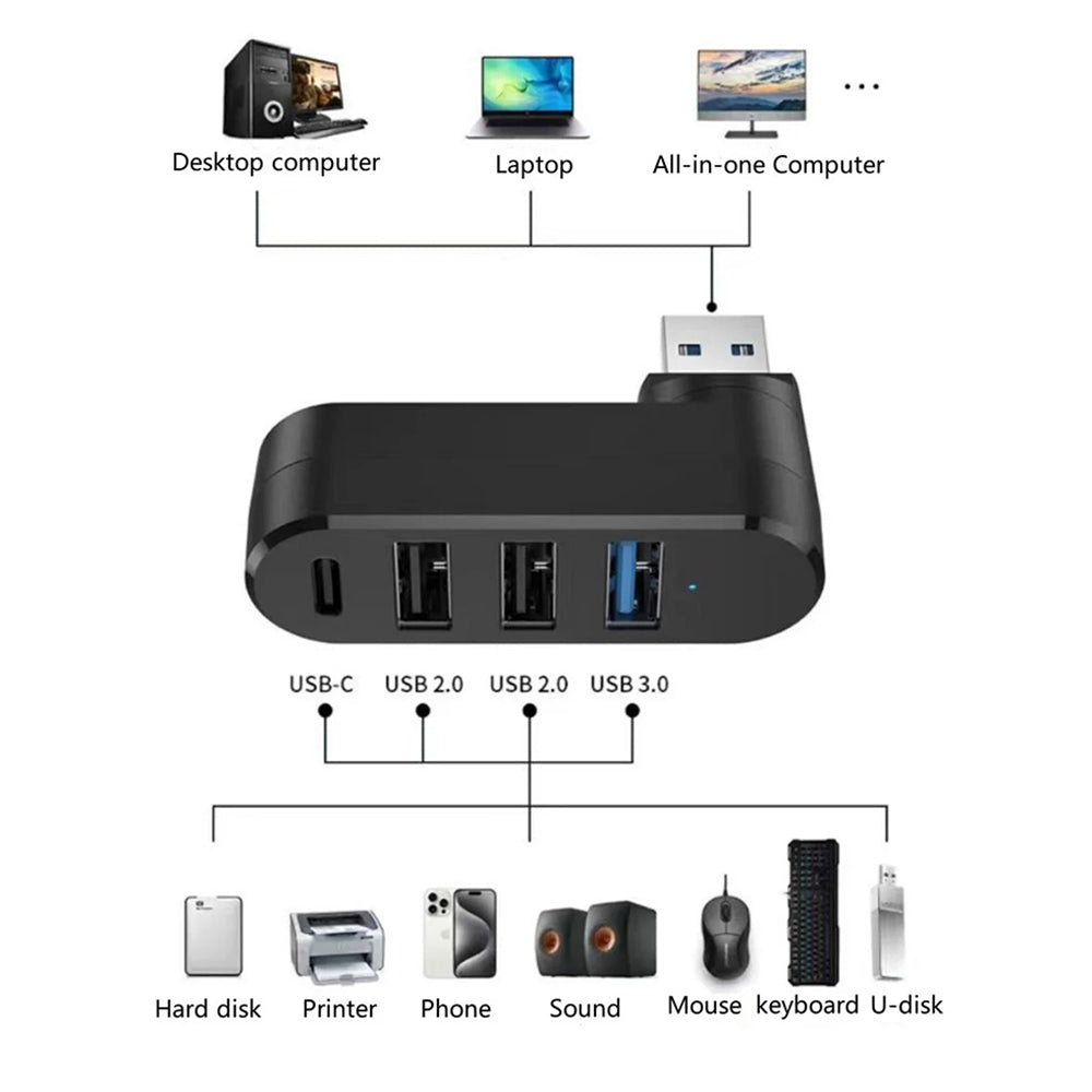 USB Hub Techsuit H17 SplitterNode, 4v1, Černý