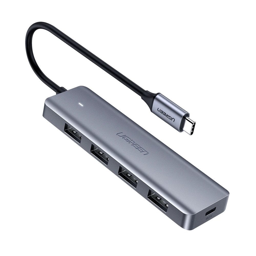 Hub USB-C UGREEN CM219, 4 x USB-A 3.0 - 1 x USB-C, šedý