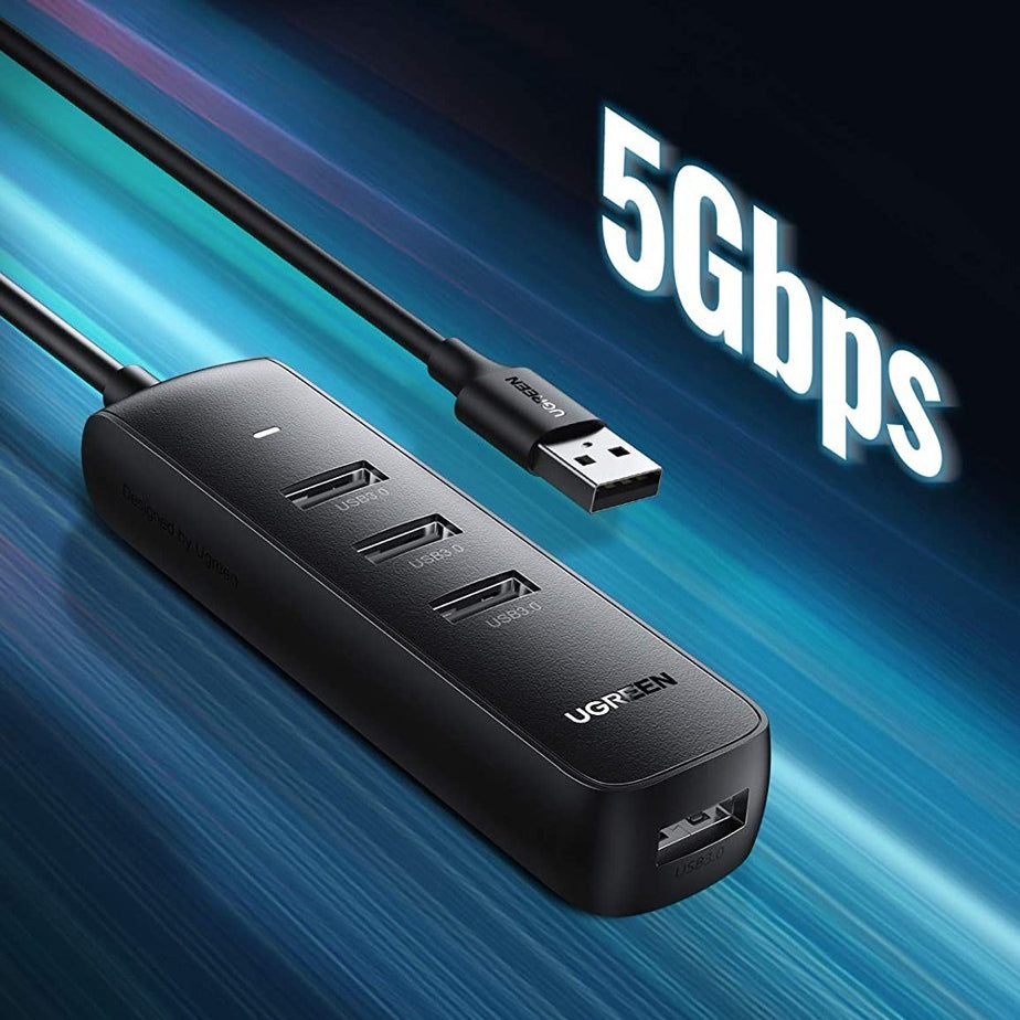 USB hub UGREEN CM416, 4 x USB-A 3.0, 0,25 m, černý