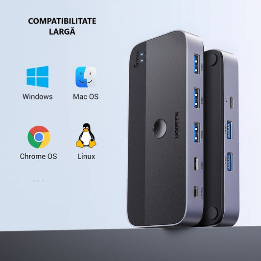 Hub USB UGREEN CM662, 3 x USB-A 3.0 - 1 x USB-C - 1 x miniUSB, černý