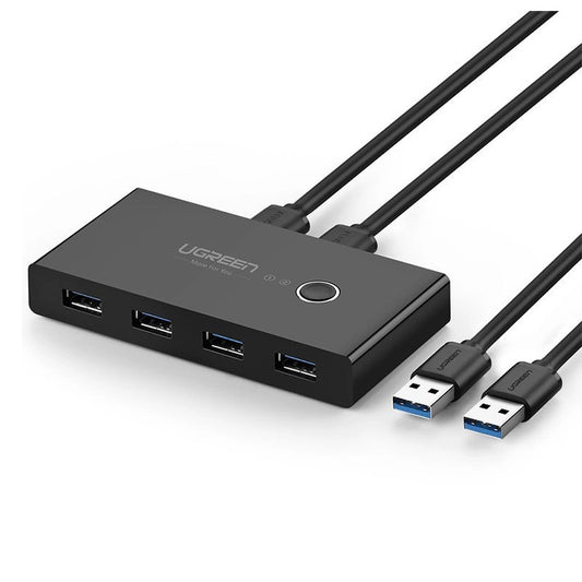 Rozbočovač USB UGREEN US216 přepínací skříňka pro dvě sdílení, 4 x USB-A 3.0, černá barva