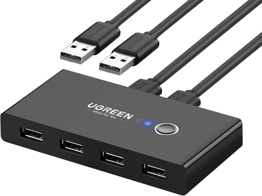 Rozbočovač USB UGREEN US216 Two Sharing Switch Box, 4 x USB-A, černý