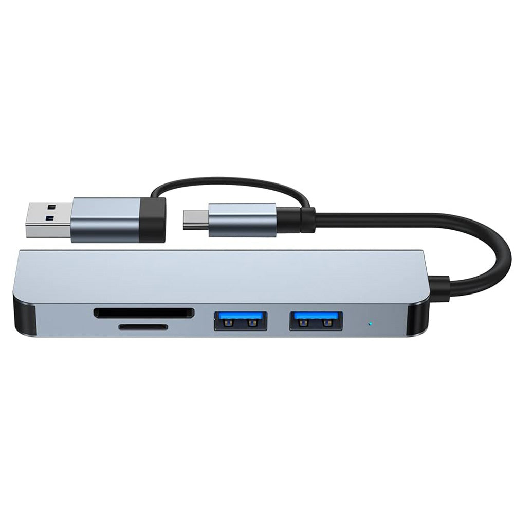 Hub USB / USB-C Techsuit H7 DataBridge, 5v1, Šedý