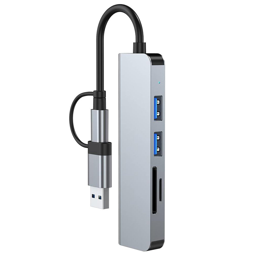 Hub USB / USB-C Techsuit H7 DataBridge, 5v1, Šedý