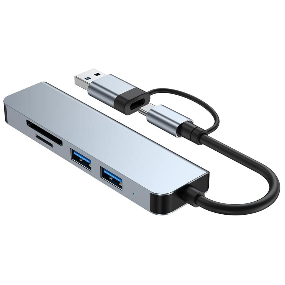 Hub USB / USB-C Techsuit H7 DataBridge, 5v1, Šedý