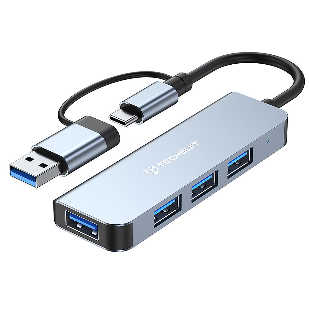 Hub USB / USB-C Techsuit H8 DataBridge, 4v1, Šedý