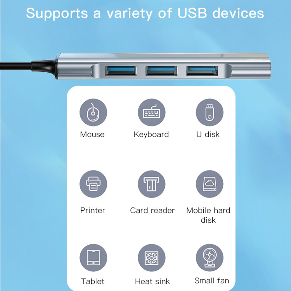 USB hub Yesido HB18, 4v1, Šedý
