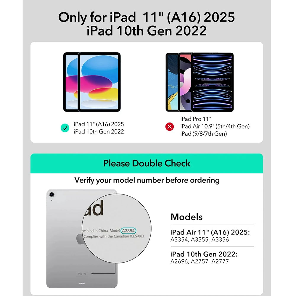 Pouzdro s klávesnicí pro Apple iPad (2025) / (2022), ESR, Rebound New, černé