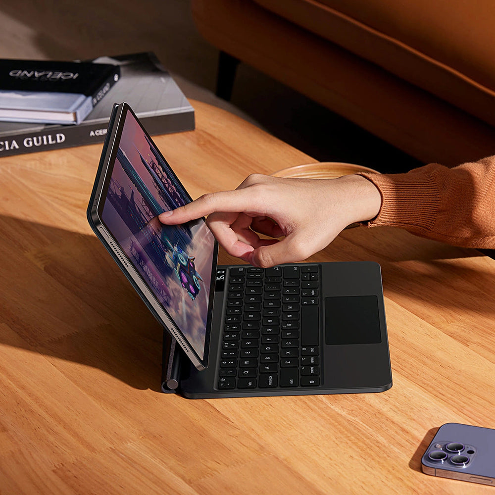 Pouzdro s klávesnicí pro Apple iPad Pro 12.9 (2022) / Pro 12.9 (2021) / Pro 12.9 (2020) / Pro 12.9 (2018), Baseus, Brilliance, šedé