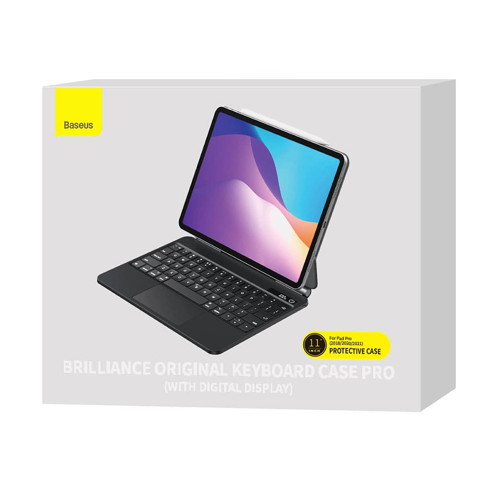 Pouzdro s klávesnicí pro Apple iPad Pro 12.9 (2022) / Pro 12.9 (2021) / Pro 12.9 (2020) / Pro 12.9 (2018), Baseus, Brilliance, šedé