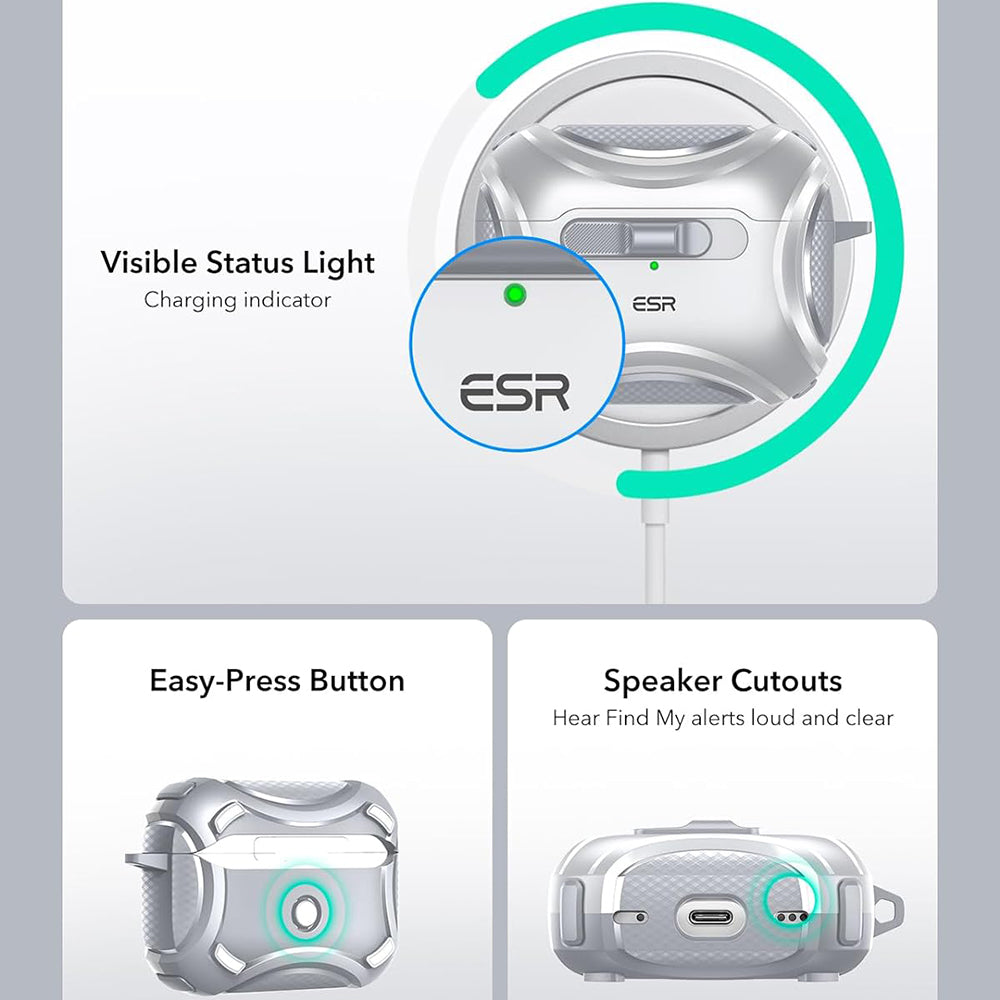 Pouzdro ESR Cyber pro Apple AirPods Pro Series, šedé