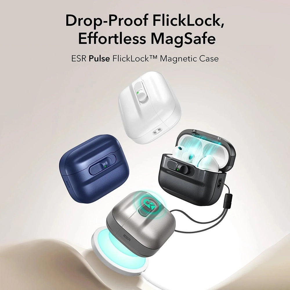 Pouzdro ESR Pulse Magnetic FlickLock pro Apple AirPods Pro 3, Šedé