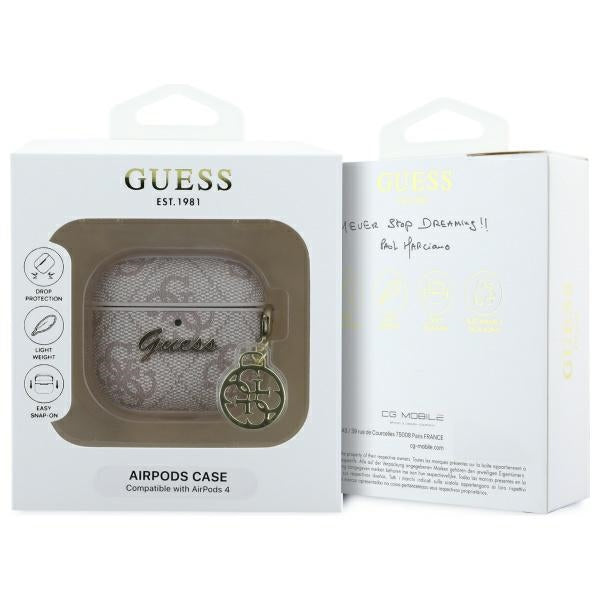 Pouzdro Guess 4G Charm pro Apple AirPods 4, Růžové