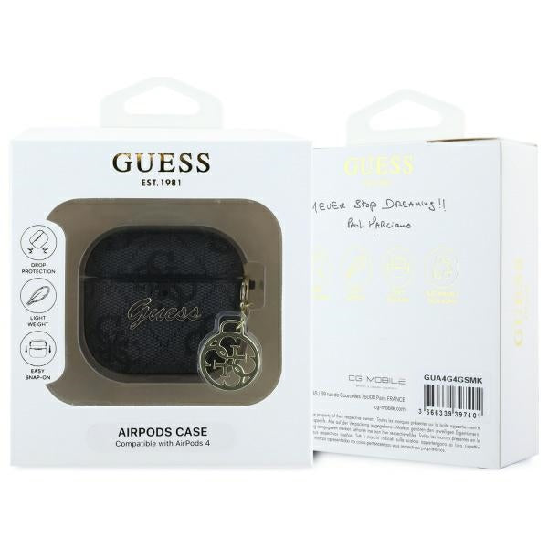 Pouzdro Guess 4G Charm pro Apple AirPods 4, Černé