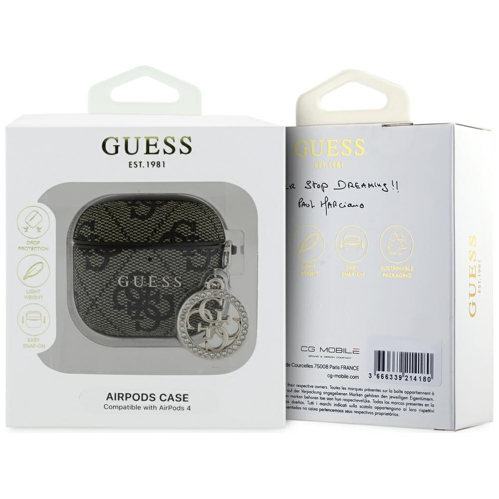 Pouzdro Guess 4G Strass Charm pro Apple AirPods 4, Hnědé