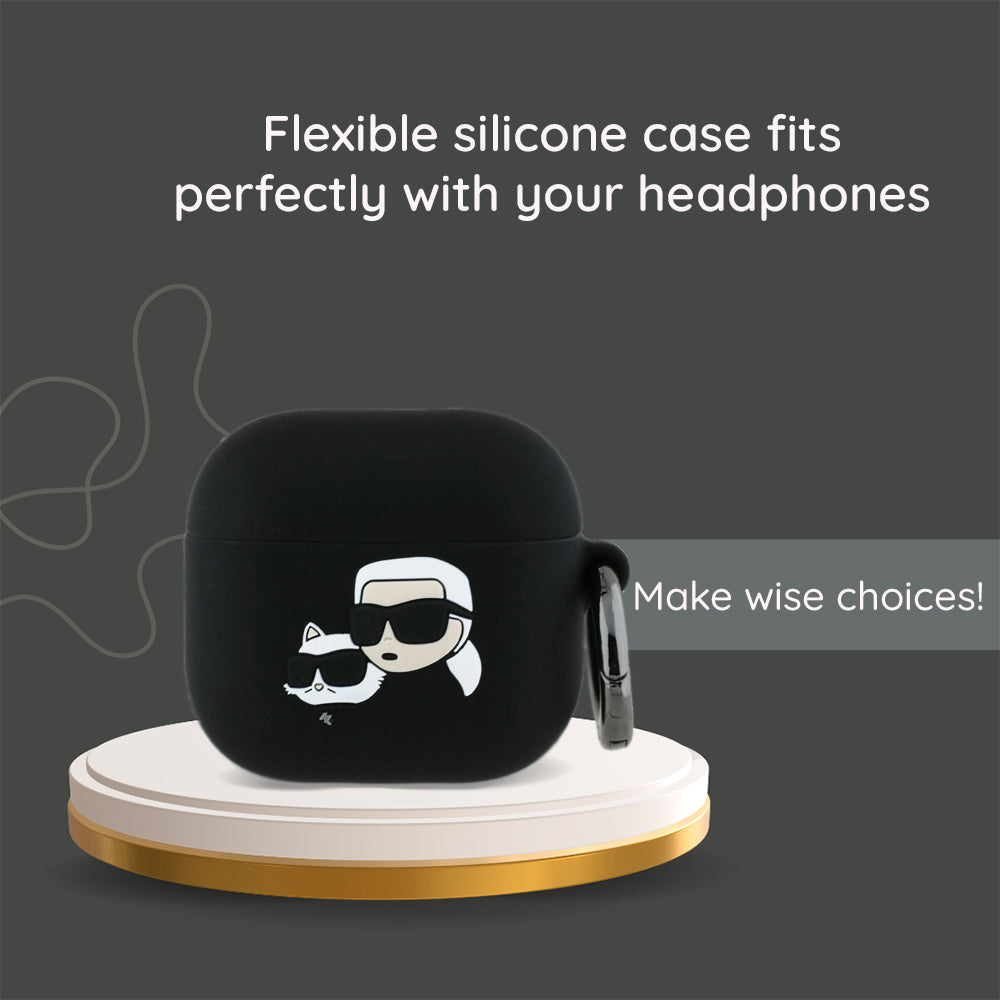 Pouzdro Karl Lagerfeld 3D Karl's Head pro Apple AirPods 4, Černé