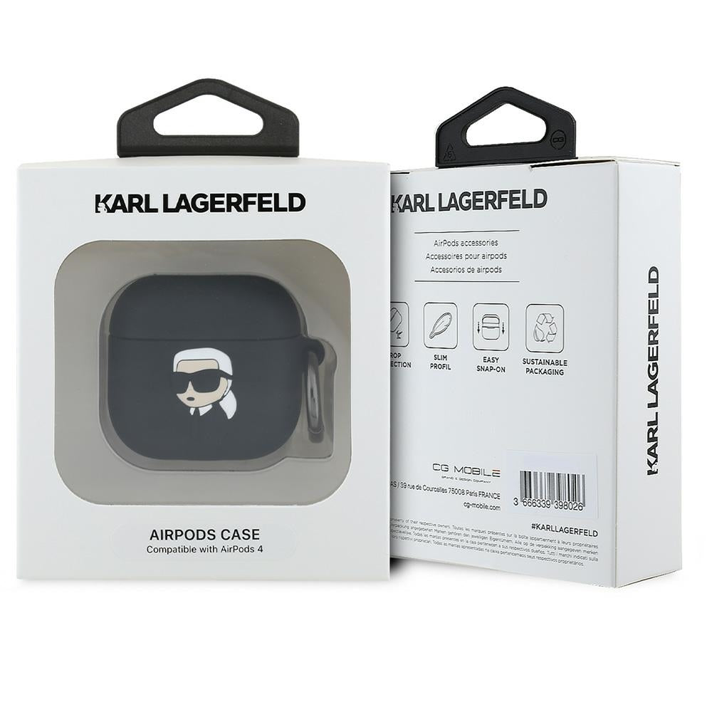 Pouzdro Karl Lagerfeld 3D Karl's Head pro Apple AirPods 4, Černé