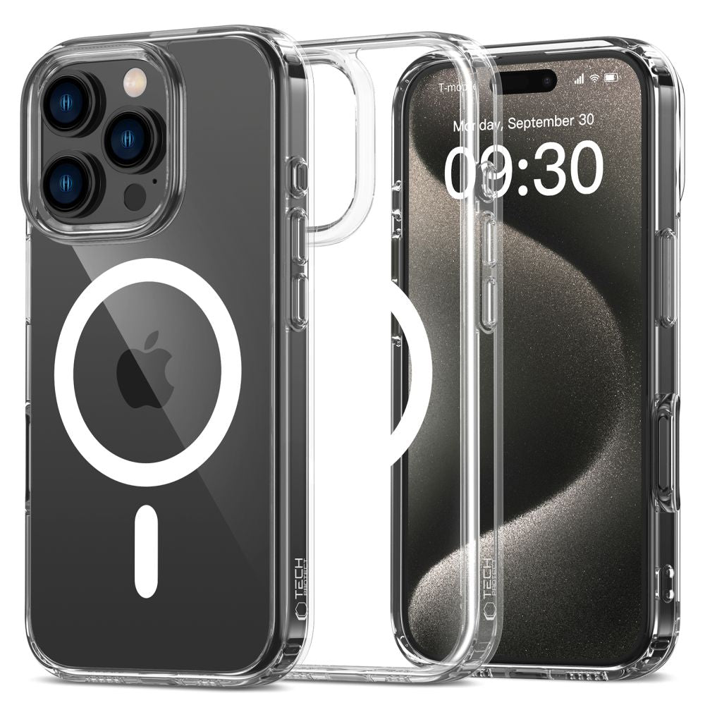 Pouzdro MagSafe pro Apple iPhone 16 Pro Max, Tech-Protect, Flexair Hybrid, průhledné