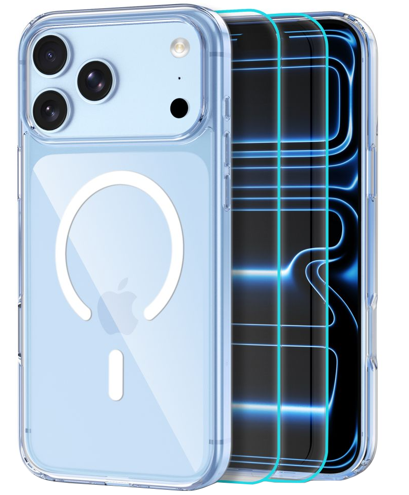 MagSafe pouzdro pro Apple iPhone 18 Pro / 17 Pro, Tech-Protect, Flexair Hybrid s ochranným sklem, průhledné
