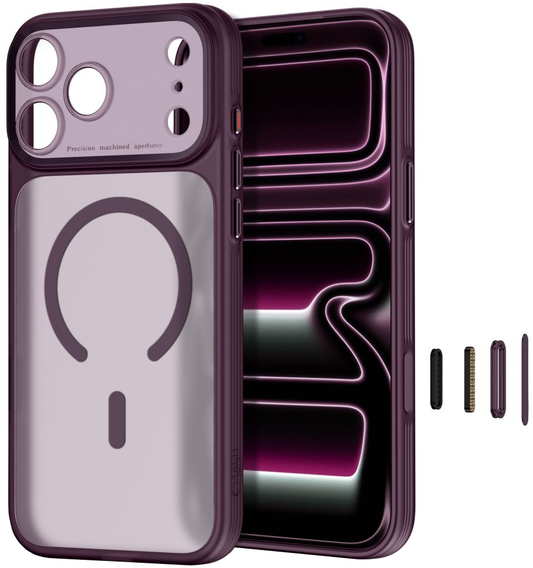 MagSafe pouzdro pro Apple iPhone 18 Pro / 17 Pro, Tech-Protect, MagPeak CC, Matná vínová