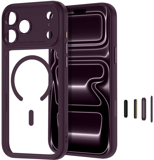 MagSafe pouzdro pro Apple iPhone 18 Pro Max / 17 Pro Max, Tech-Protect, MagPeak CC, Transparentní vínová