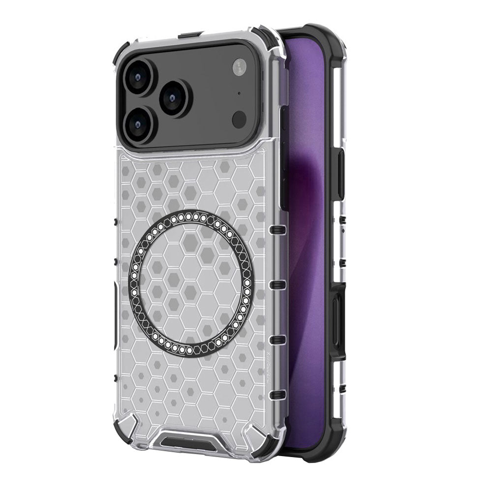 Pouzdro MagSafe pro Apple iPhone 17 Pro, Techsuit, HoneyComb Shield, Bílá