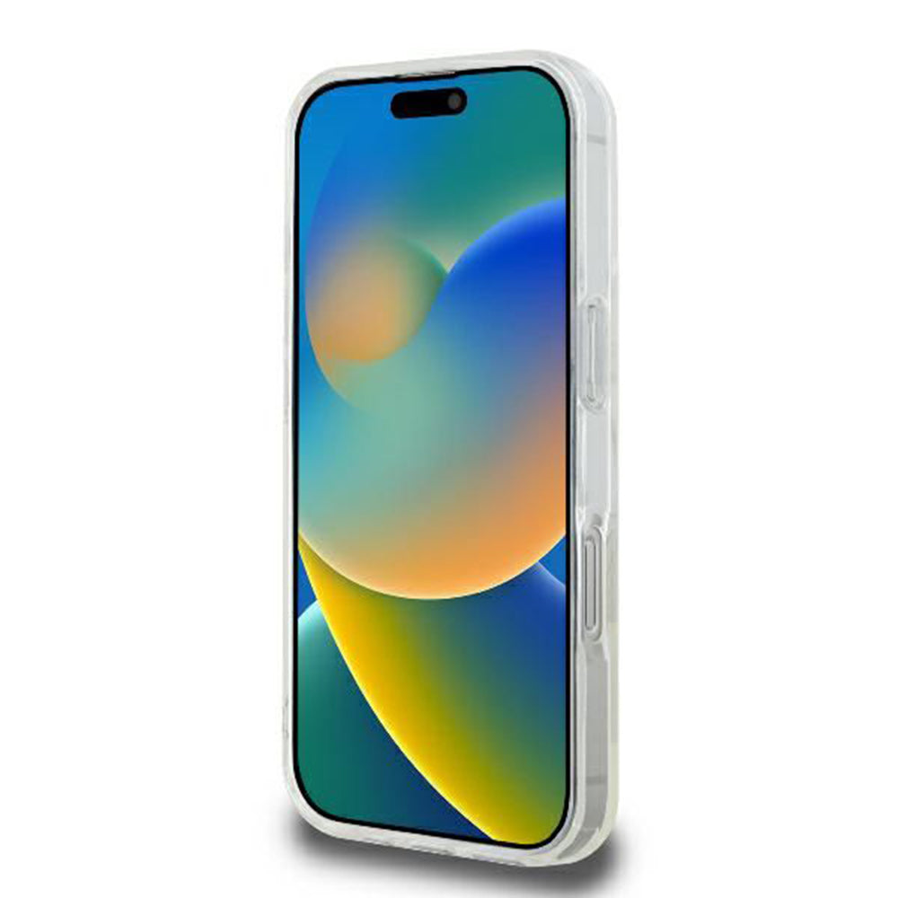 Pouzdro MagSafe pro Apple iPhone 16 Pro, Guess, IML Glitter Ring, Průhledné GUHMP16LHFGERET
