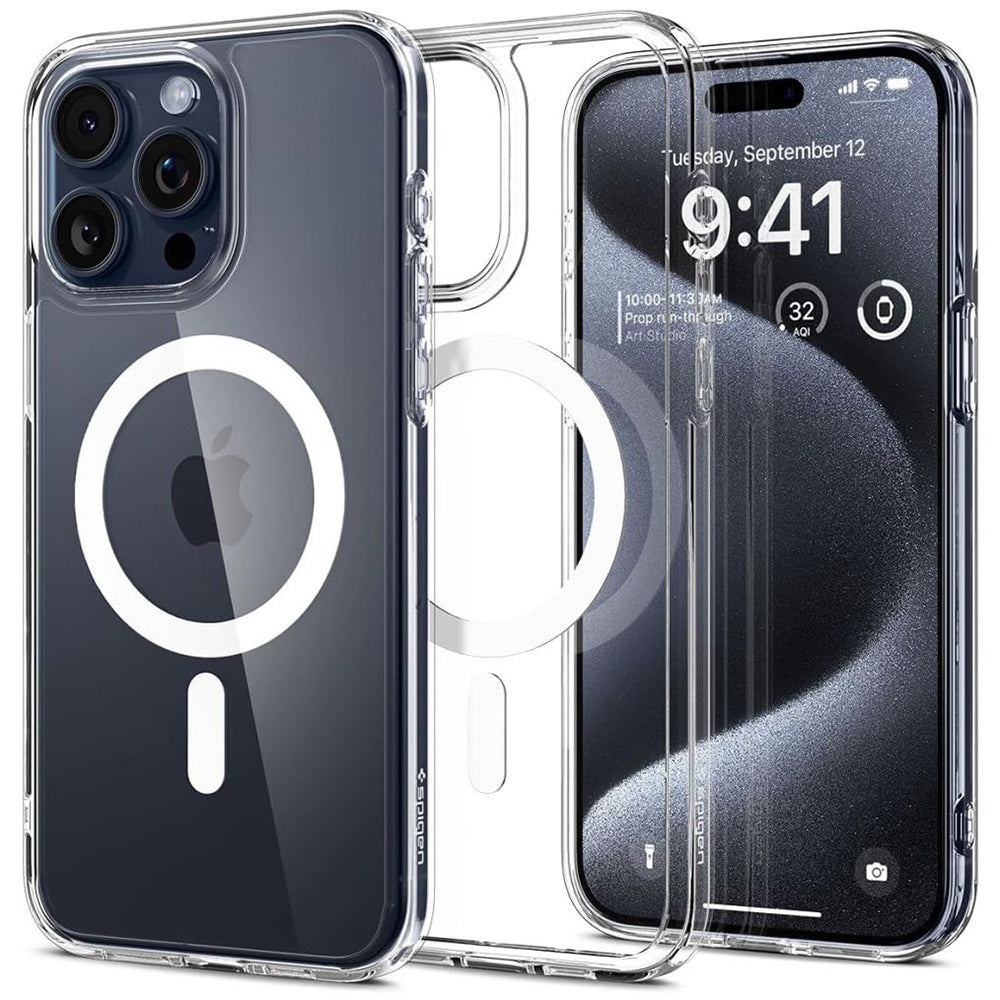 Pouzdro MagSafe pro Apple iPhone 15 Pro Max, Spigen, Ultra Hybrid, Bílá ACS06576