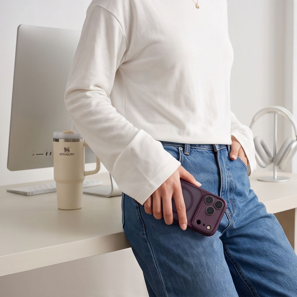 MagSafe pouzdro pro Apple iPhone 18 Pro / 17 Pro, Tech-Protect, MagPrime CC, Matná vínová