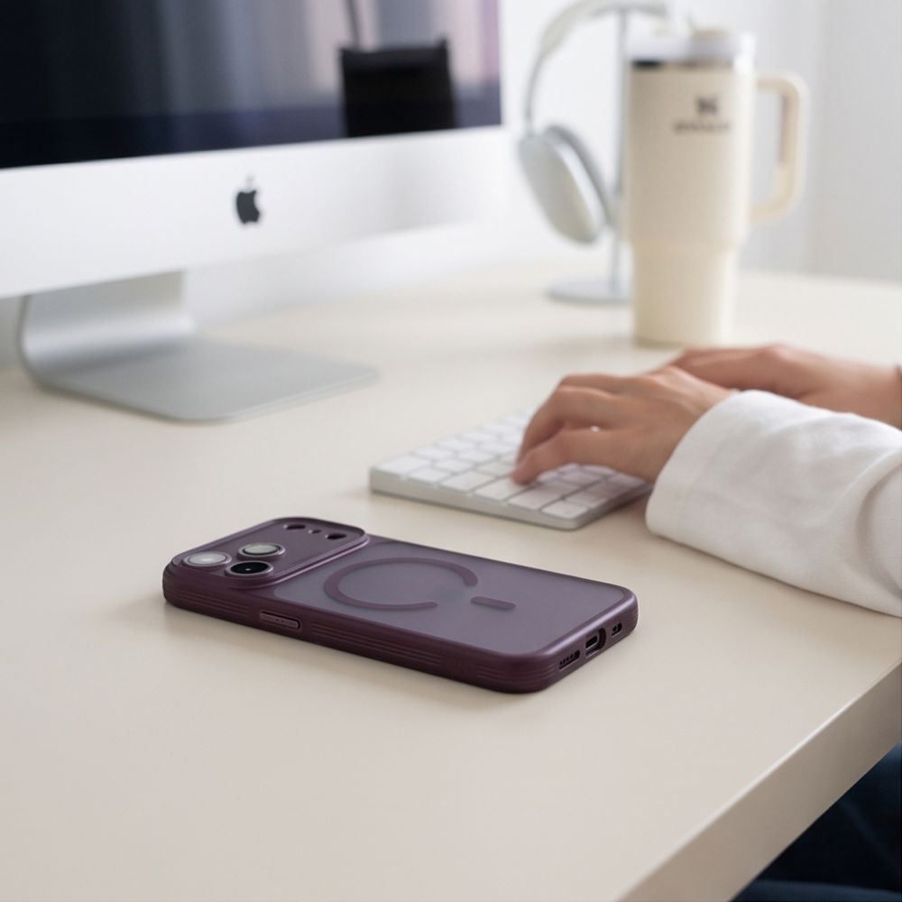 MagSafe pouzdro pro Apple iPhone 18 Pro / 17 Pro, Tech-Protect, MagPrime CC, Matná vínová