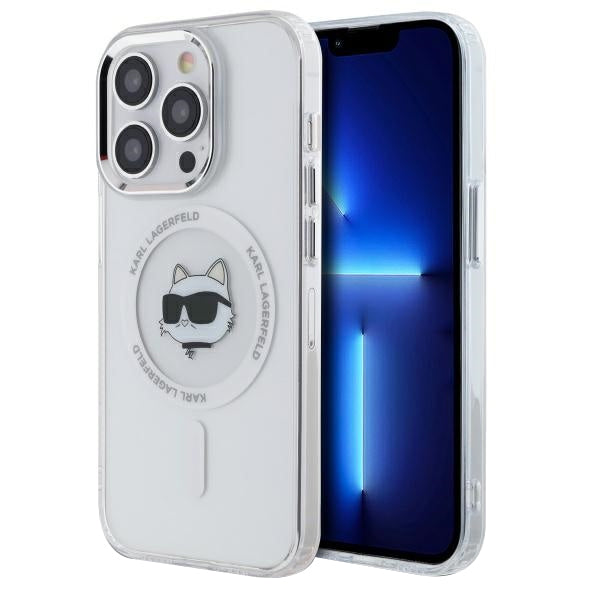 MagSafe Case for Apple iPhone 13 Pro Max, Karl Lagerfeld, IML Metal Choupette's Head, White