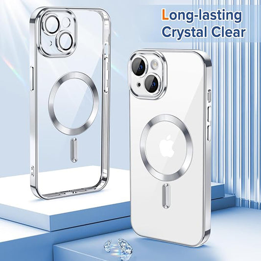 MagSafe pouzdro pro Apple iPhone 13, Techsuit, Luxury Crystal, Stříbrné
